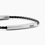 Bracelet Jourdan Cuir De Vache Noir Diamant Synth&eacute;tique - Bracelets Cuir Homme | Histoire d&rsquo;Or