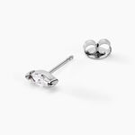 Boucles D'oreilles Puces Navette Argent Blanc Oxyde De Zirconium - Boucles d'oreilles fantaisie Femme | Histoire d&rsquo;Or
