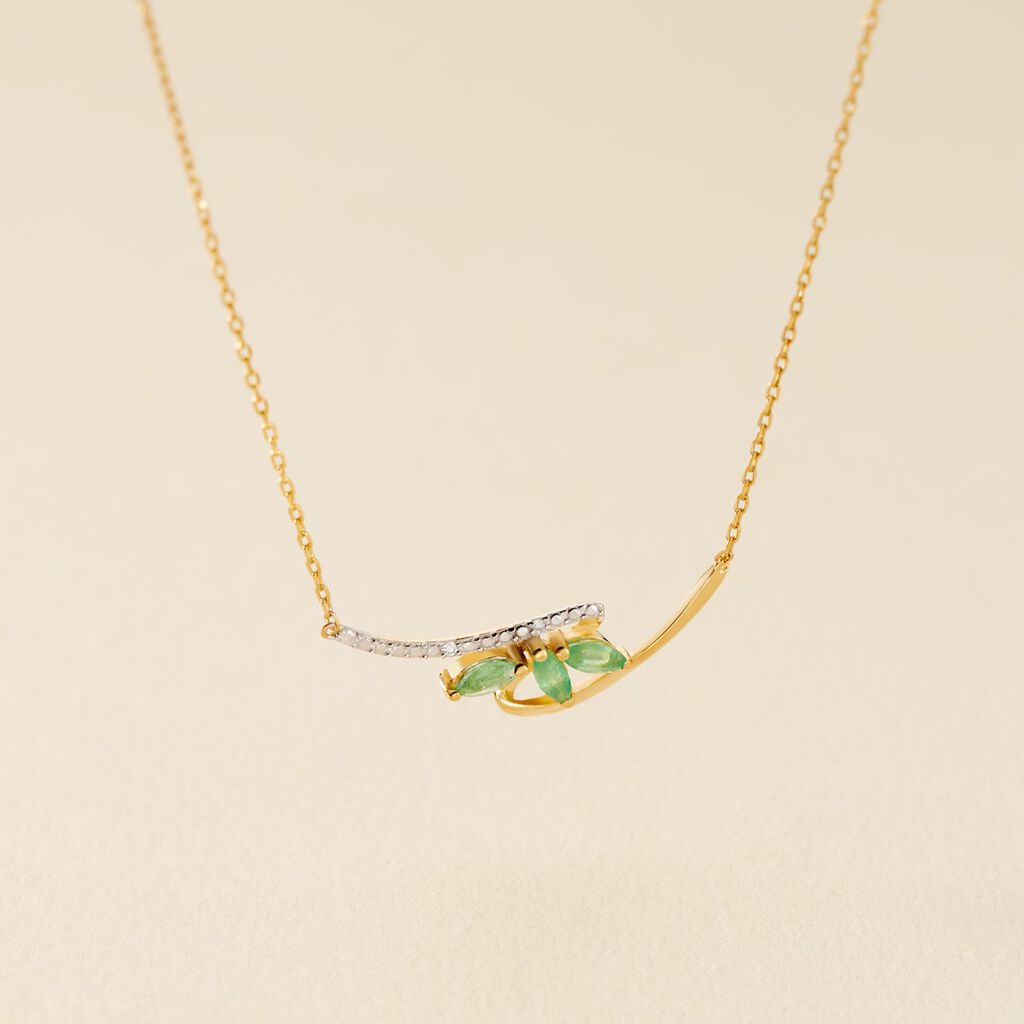 Collier Or Jaune Caetlin Emeraude Diamants - Colliers Femme | Histoire d’Or