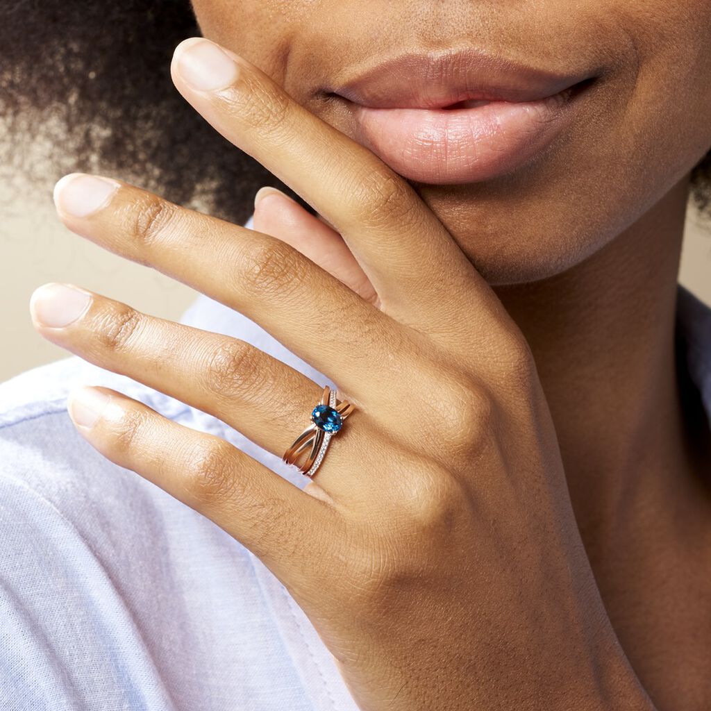 Bague Sare Or Rose Topaze Et Oxyde De Zirconium - Bagues solitaires Femme | Histoire d’Or