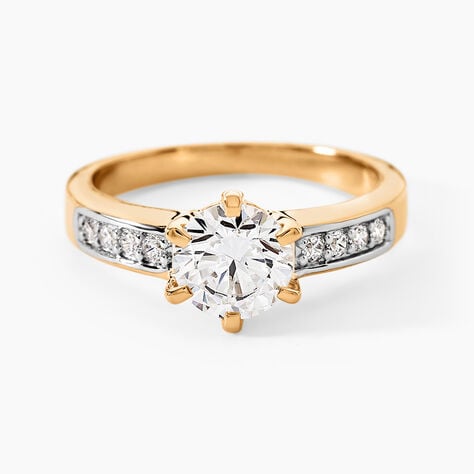 Bague Solitaire Stevie Plaqu&eacute; Or Jaune Oxyde De Zirconium - Bagues solitaires Femme | Histoire d&rsquo;Or