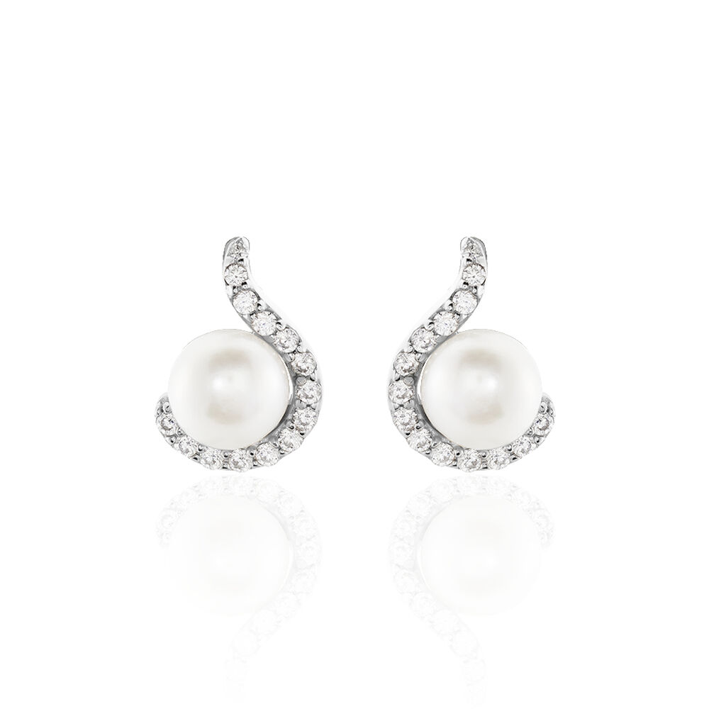 Boucles D'oreilles Pendantes Marsia Argent Blanc Perle De Culture - Boucles d'oreilles fantaisie Femme | Histoire d’Or