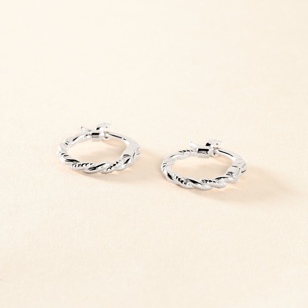 Créoles Anastasia Argent Blanc - Boucles d'oreilles créoles Femme | Histoire d’Or