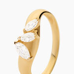 Bague Nadjia Argent Dor&eacute; A L'Or 750/1000 Oxyde De Zirconium - Bagues solitaires Femme | Histoire d&rsquo;Or