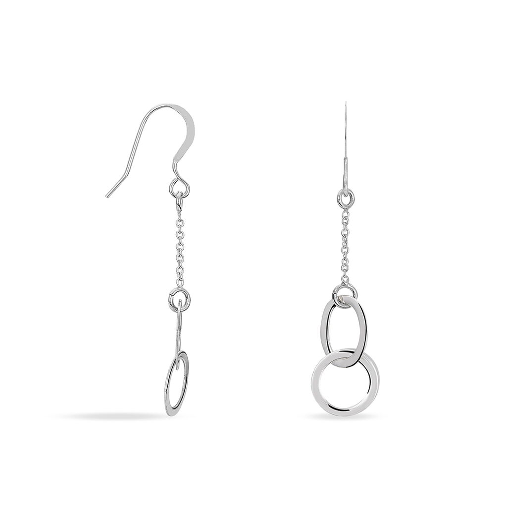Boucles D'oreilles Pendantes Toi Et Moi Argent Blanc - Boucles d'oreilles fantaisie Femme | Histoire d’Or
