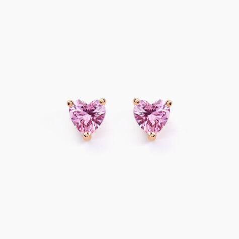 Boucles D'oreilles Puces Kelvyn Argent Rose Oxyde De Zirconium - Boucles d'oreilles fantaisie Femme | Histoire d’Or