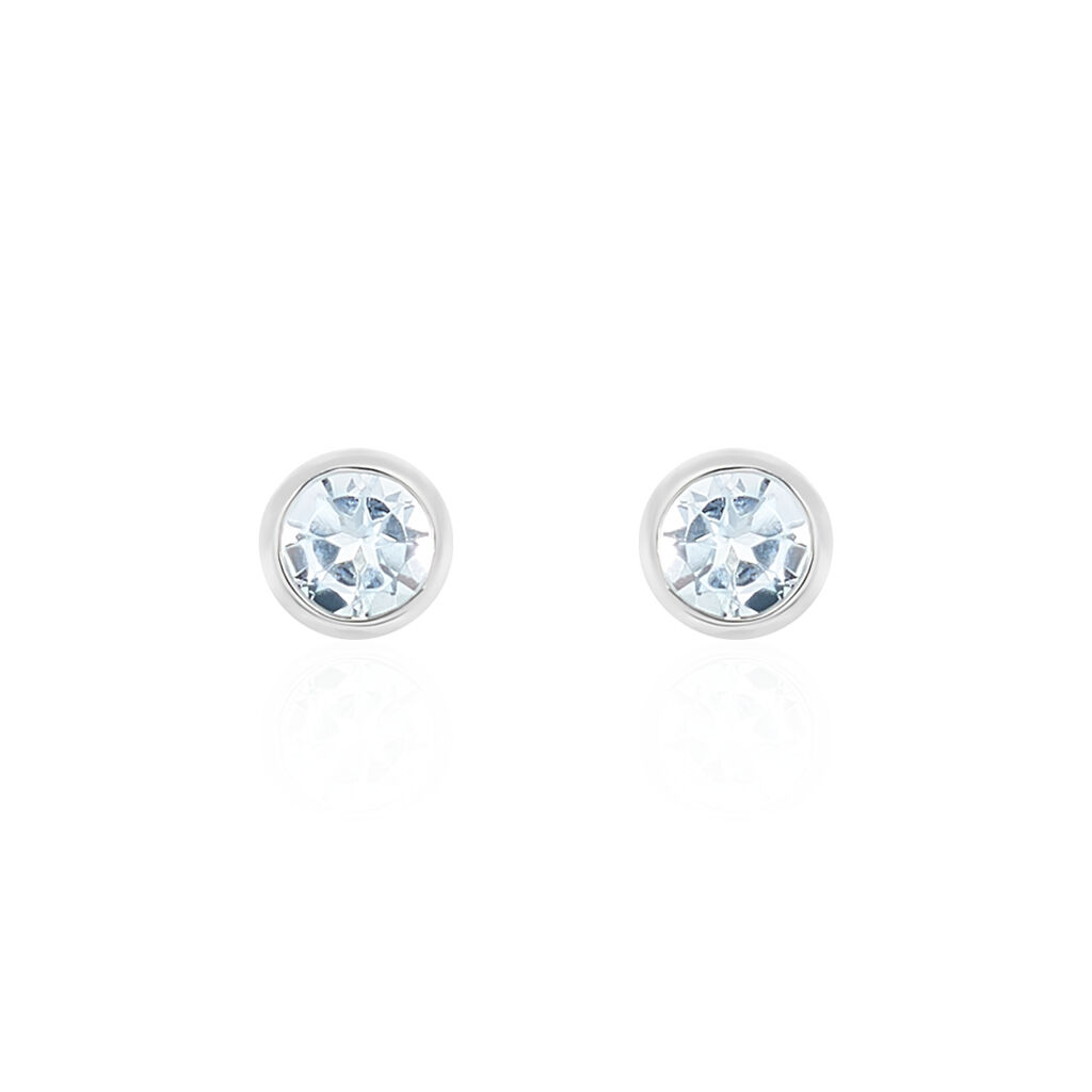 Boucles D'oreilles Puces Edy Serti Clos Or Blanc Topaze - Clous d'oreilles Femme | Histoire d’Or