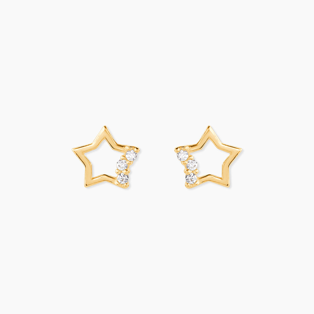 Boucles D'oreilles Puces Camomille Or Jaune Oxyde De Zirconium - Clous d'oreilles Enfant | Histoire d&rsquo;Or
