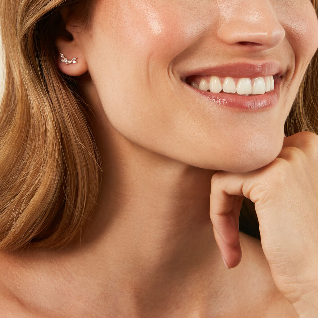 Boucles D'Oreilles Puces Sparkle Or Jaune Oxyde De Zirconium - Clous d'oreilles Femme | Histoire d&rsquo;Or