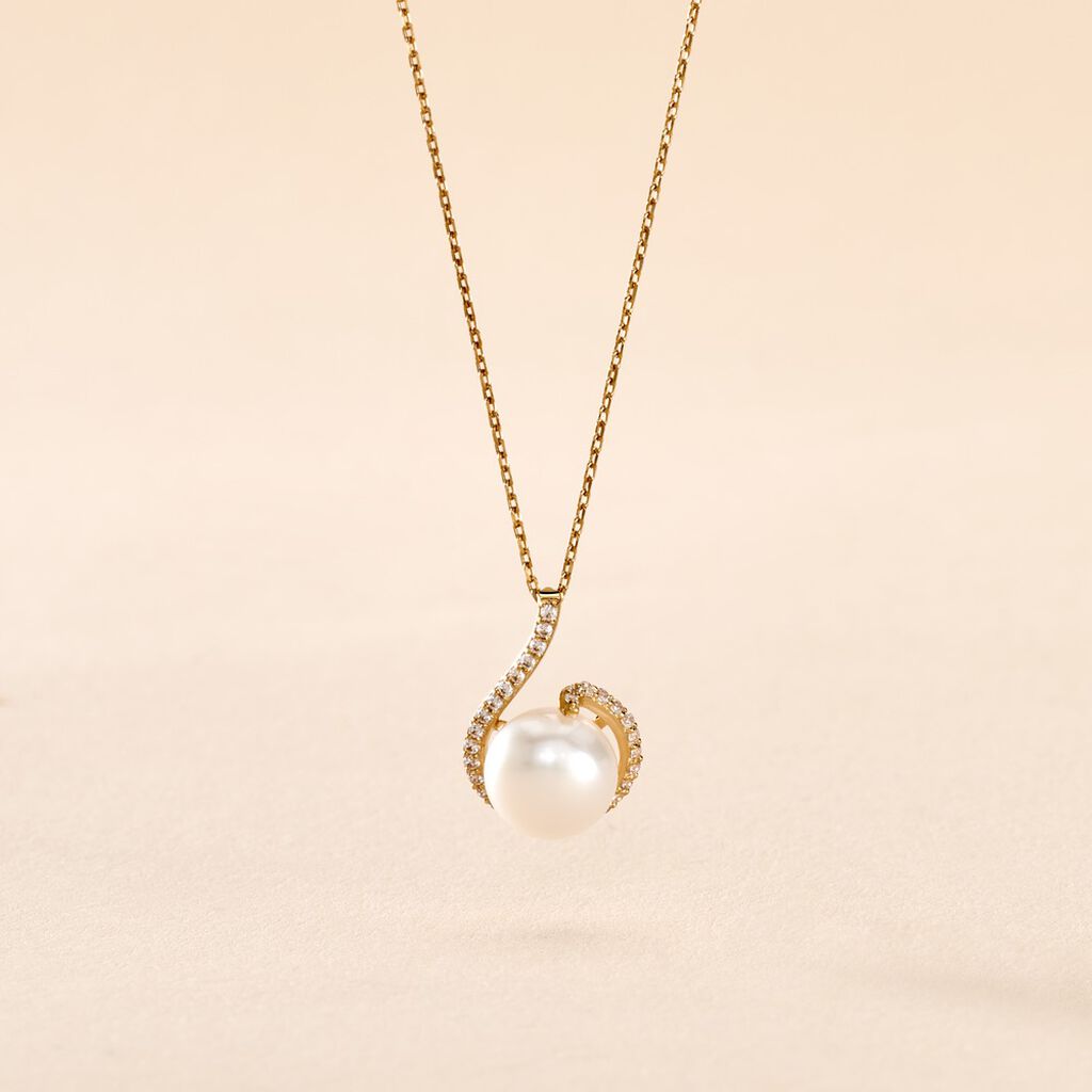 Collier Lucinda Or Jaune Perle De Culture Et Oxyde De Zirconium - Colliers Femme | Histoire d’Or