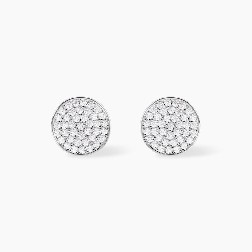 Boucles D'oreilles Puces Darwin Argent Blanc Oxyde - Boucles d'oreilles fantaisie Femme | Histoire d’Or