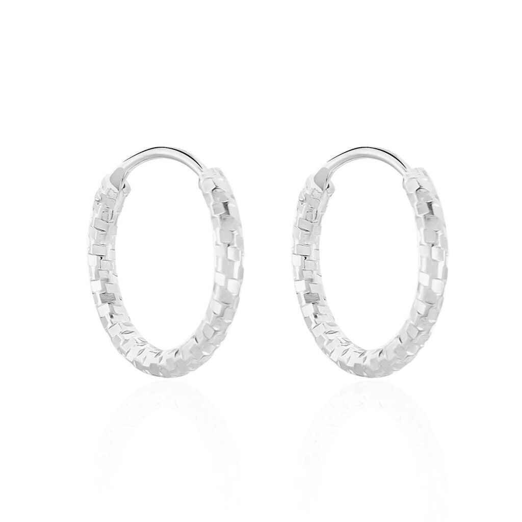 Créoles Argent Blanc Agathe - Boucles d'oreilles créoles Femme | Histoire d’Or