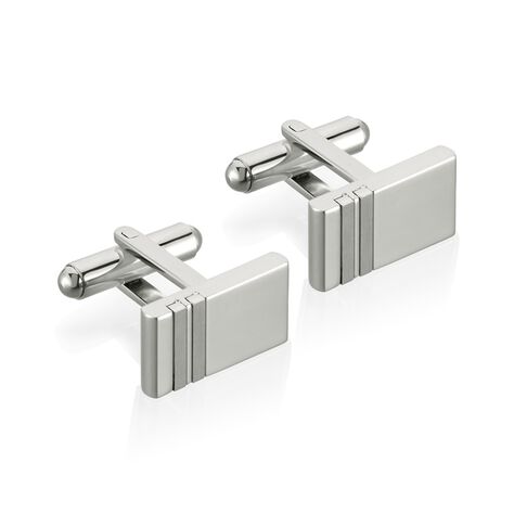 Boutons De Manchette Acier Blanc Moritz - Boutons de manchette Homme | Histoire d’Or