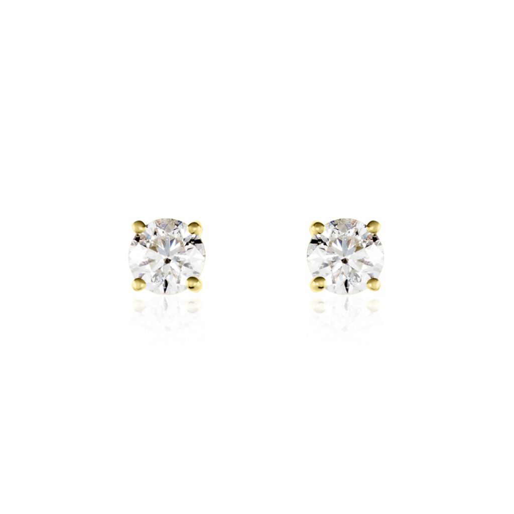 Boucles D'oreilles Puces Victoria Or Jaune Diamant - Clous d'oreilles Famille | Histoire d’Or