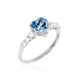 Bague Or Blanc Fany Topaze Oxydes De Zirconium - Bagues solitaires Femme | Histoire d’Or