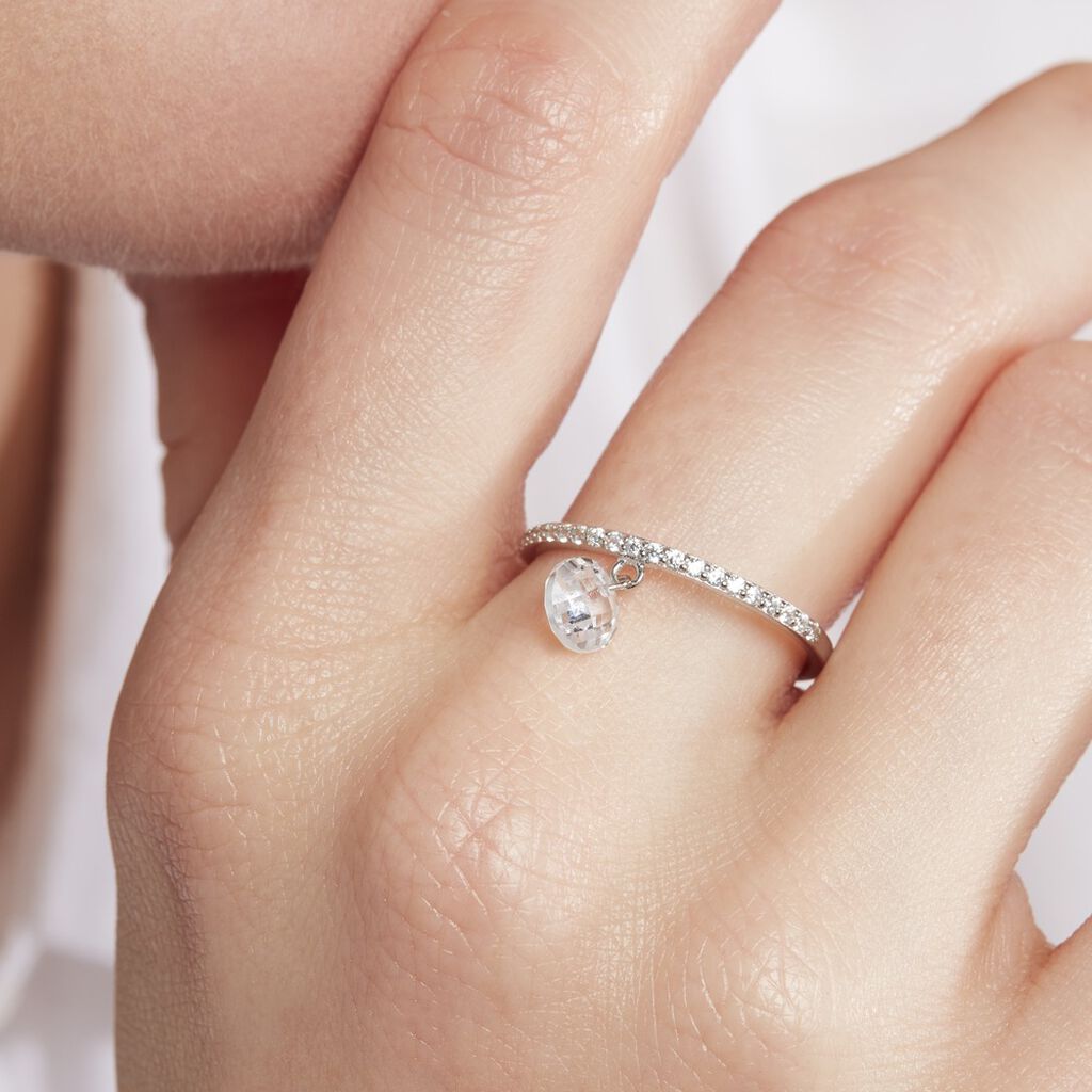 Bague Aodh Argent Blanc Oxyde De Zirconium - Bagues solitaires Femme | Histoire d’Or
