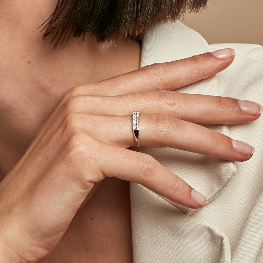 Bague The Crown Or Blanc Oxyde De Zirconium - Bagues avec pierre Femme | Histoire d’Or