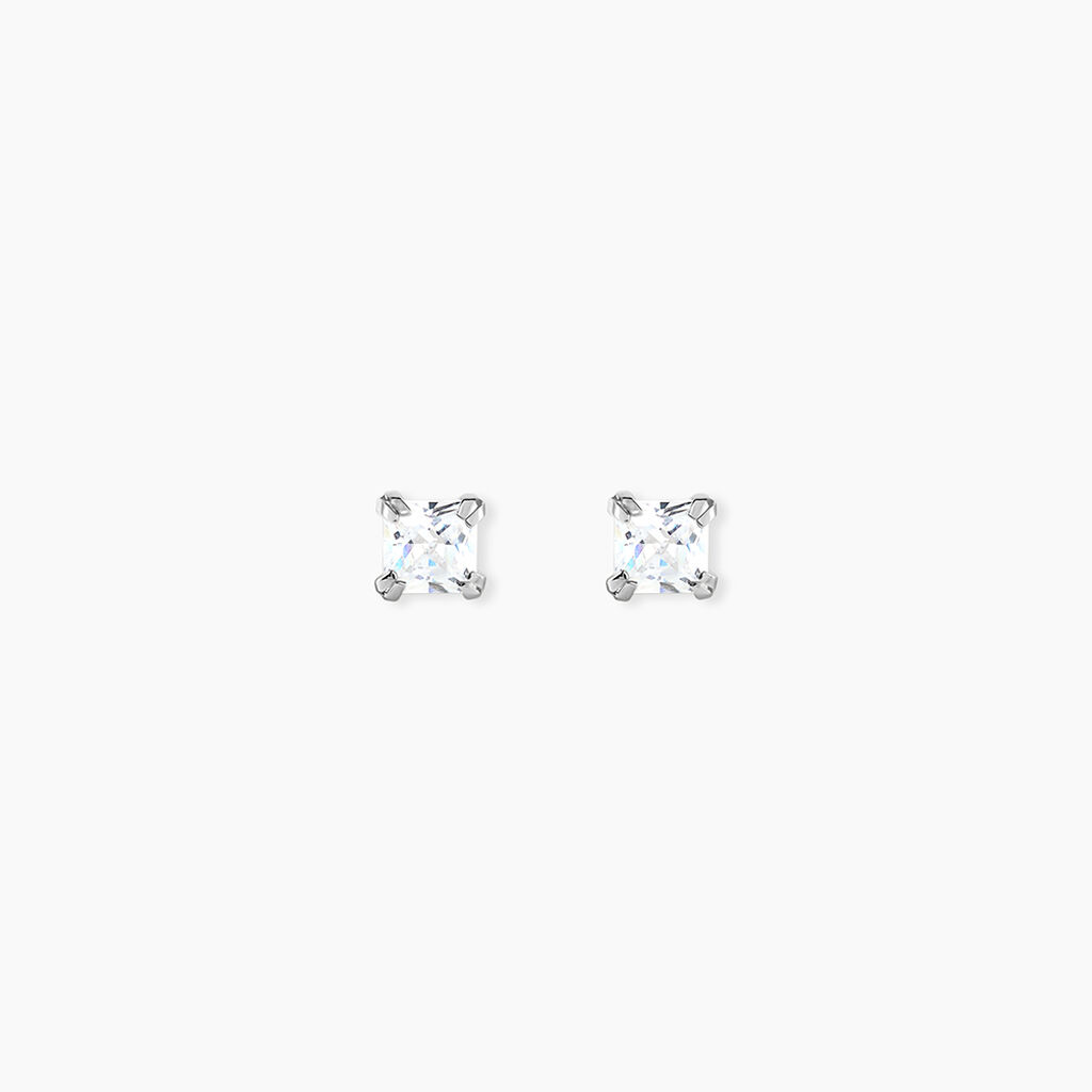 Boucles D'Oreilles Puces Iarfhlaith Or Blanc Oxyde De Zirconium - Clous d'oreilles Homme | Histoire d&rsquo;Or