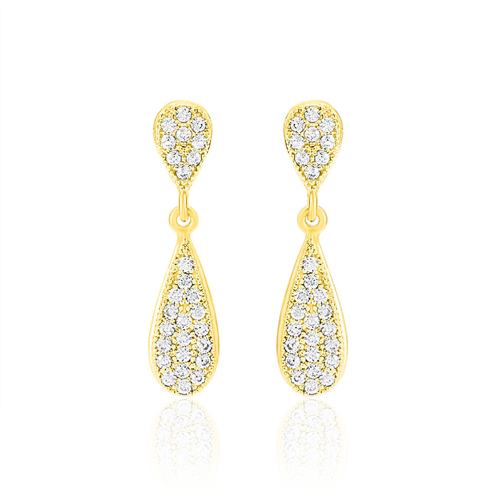 Boucles D'oreilles Pendantes Reiko Or Jaune Oxyde De Zirconium - Boucles d'oreilles pendantes Femme | Histoire d&rsquo;Or