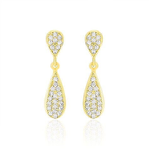 Boucles D'oreilles Pendantes Reiko Or Jaune Oxyde De Zirconium - Boucles d'oreilles pendantes Femme | Histoire d&rsquo;Or