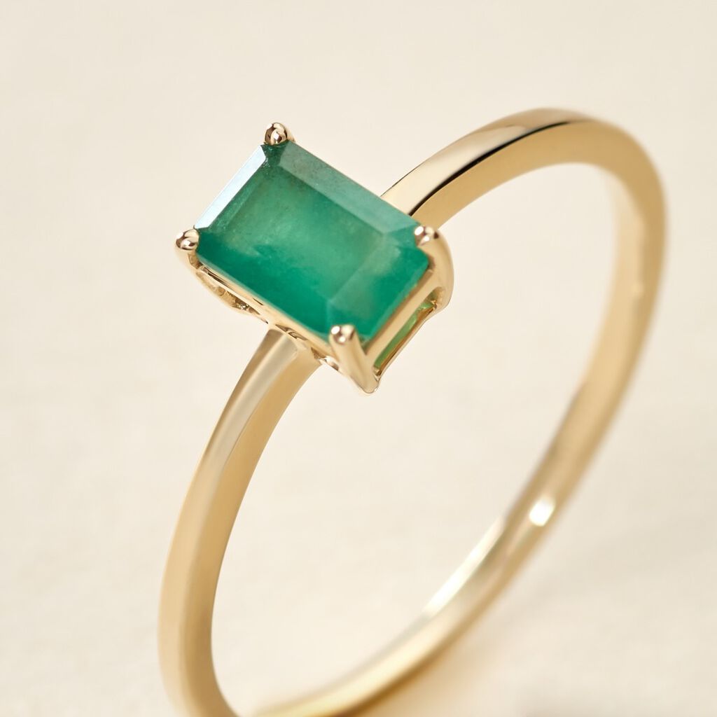 Bague Solitaire Ethalyn Or Jaune Emeraude - Bagues solitaires Femme | Histoire d’Or