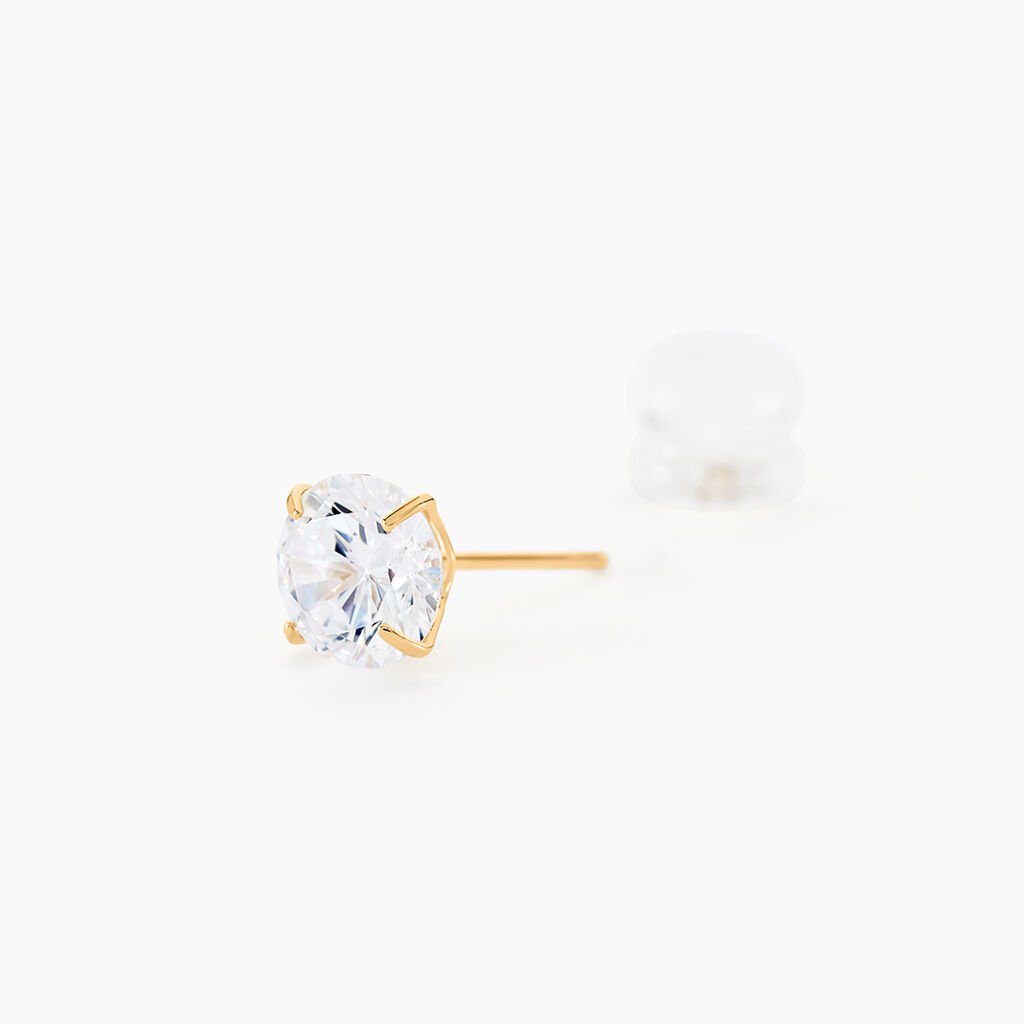 Boucles D'oreilles Puces Or Jaune Katherina Oxyde De Zirconium - Clous d'oreilles Femme | Histoire d’Or