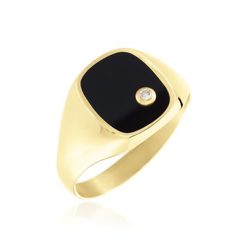 Chevalière Glynn Or Jaune Onyx Diamant - Chevalières Homme | Histoire d’Or