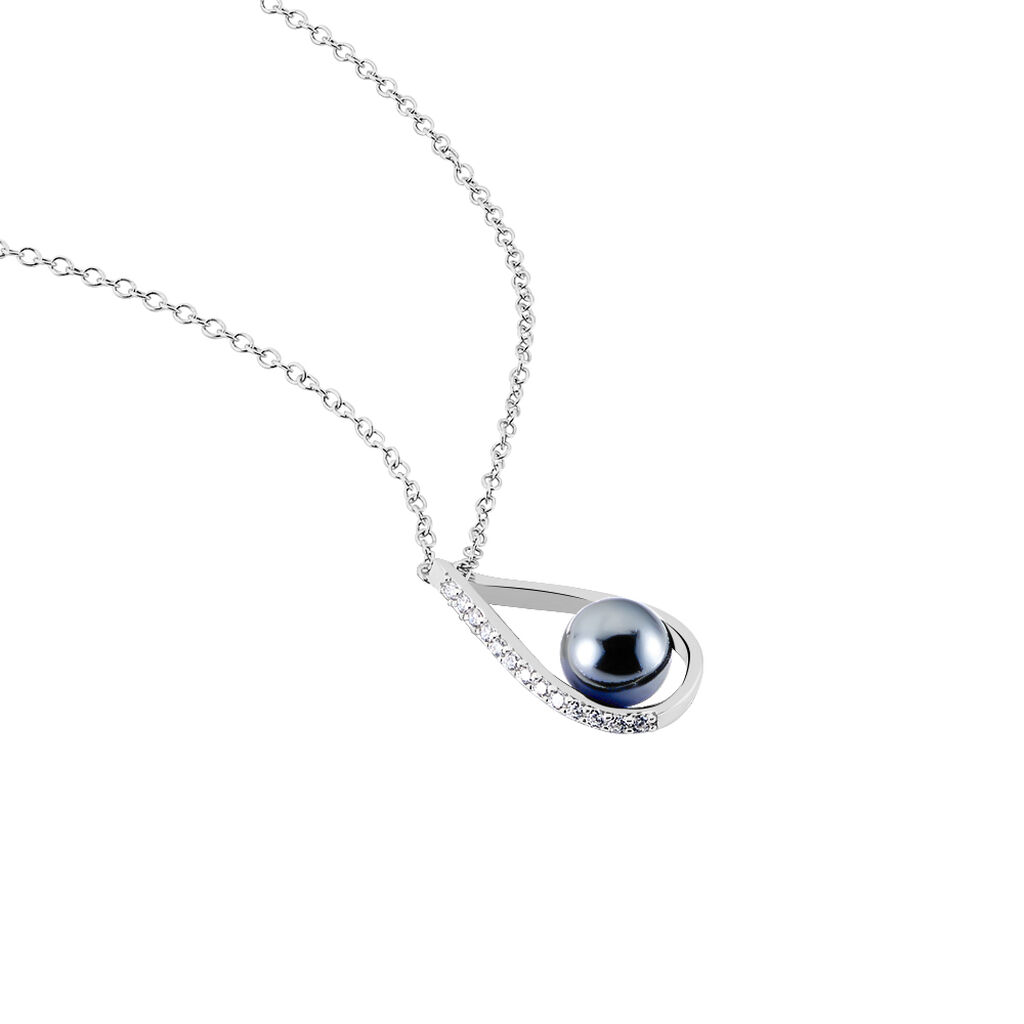Collier Polynesie Argent Blanc Perle D'imitation Et Oxyde De Zirconium - Colliers fantaisie Femme | Histoire d’Or