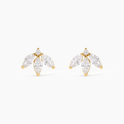 Boucles D'oreilles Puces Margret Or Jaune Oxyde De Zirconium - Clous d'oreilles Femme | Histoire d&rsquo;Or