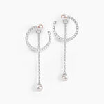 Boucles D'oreilles Pendantes Lua Argent Blanc Oxyde Perle - Boucles d'oreilles pendantes Femme | Histoire d&rsquo;Or