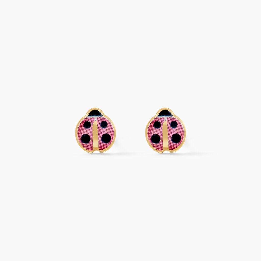 Boucles D'oreilles Puces Lea Coccinelle Or Jaune - Clous d'oreilles Enfant | Histoire d&rsquo;Or