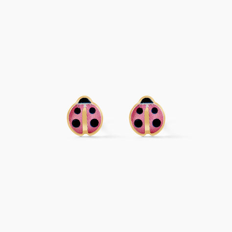 Boucles D'oreilles Puces Lea Coccinelle Or Jaune - Clous d'oreilles Enfant | Histoire d&rsquo;Or