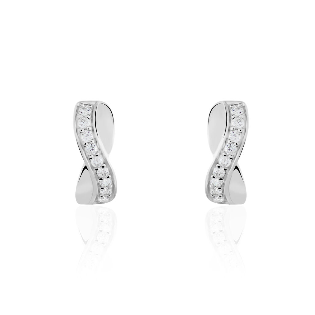 Boucles D'oreilles Puces Izefia Or Blanc Oxyde De Zirconium - Clous d'oreilles Femme | Histoire d’Or