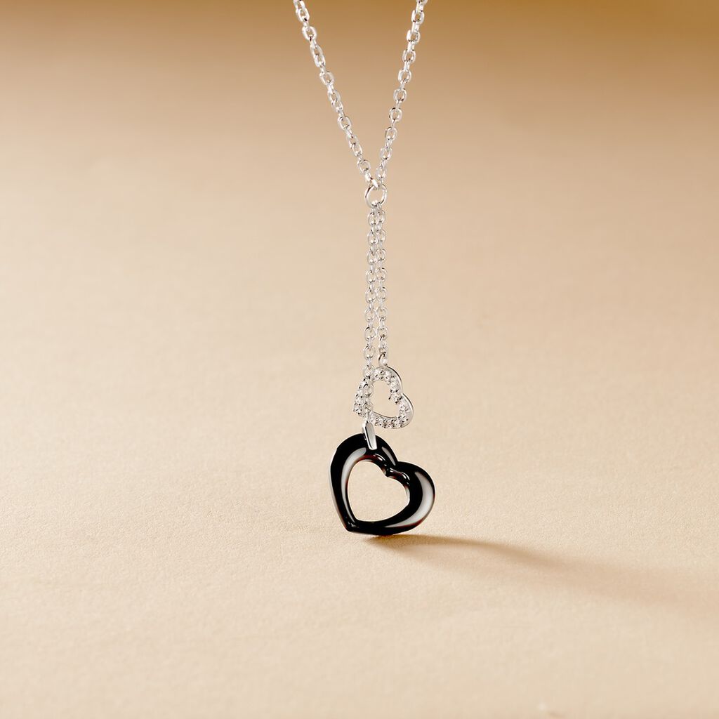 Collier Anissa Argent Blanc C&eacute;ramique Et Oxyde De Zirconium - Colliers fantaisie Femme | Histoire d&rsquo;Or