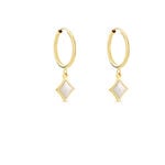 Creoles Lucky Gems Or Jaune Nacre - Boucles d'oreilles cr&eacute;oles Femme | Histoire d&rsquo;Or