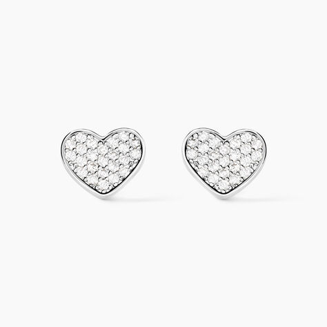 Boucles D'oreilles Puces Esperanza Argent Blanc Oxyde De Zirconium - Boucles d'oreilles fantaisie Femme | Histoire d&rsquo;Or