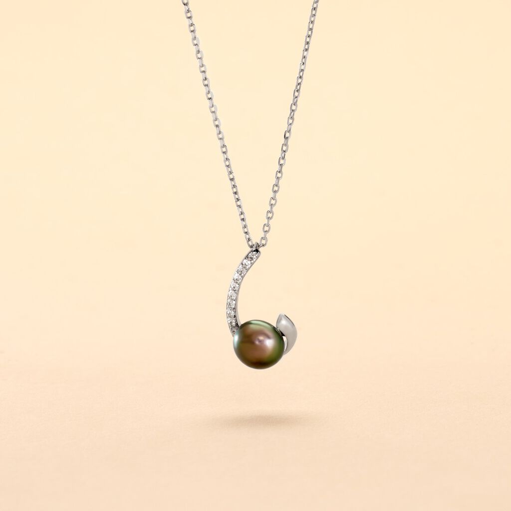 Collier Anais Or Blanc Perle De Culture Et Oxyde De Zirconium - Colliers Femme | Histoire d’Or