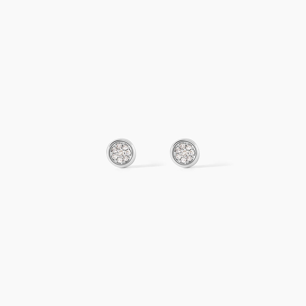Boucles D'oreilles Puces Violanda Or Blanc Diamant - Clous d'oreilles Femme | Histoire d&rsquo;Or