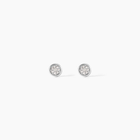 Boucles D'oreilles Puces Violanda Or Blanc Diamant - Clous d'oreilles Femme | Histoire d&rsquo;Or