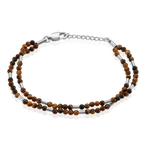 Bracelet Acier Blanc Augusto Oeil De Tigre - Bracelets fantaisie Homme | Histoire d’Or