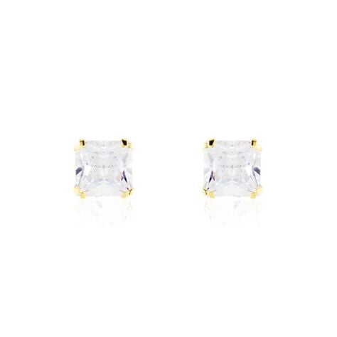 Boucles D'oreilles Puces Or Jaune Doreen Oxydes De Zirconium - Clous d'oreilles Famille | Histoire d&rsquo;Or
