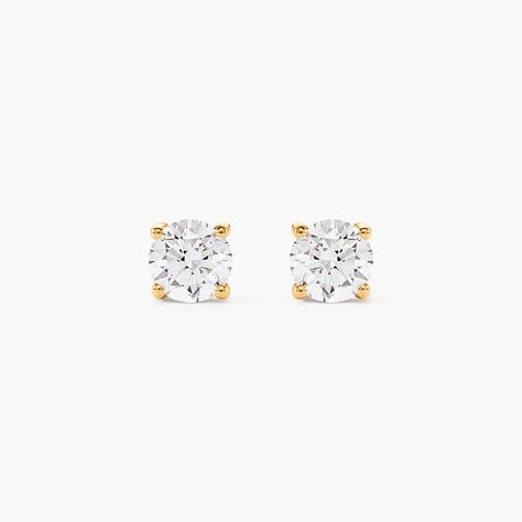 Boucles D'oreilles Puces 4 Griffes Or Jaune Diamant Synthetique - Clous d'oreilles Femme | Histoire d&rsquo;Or