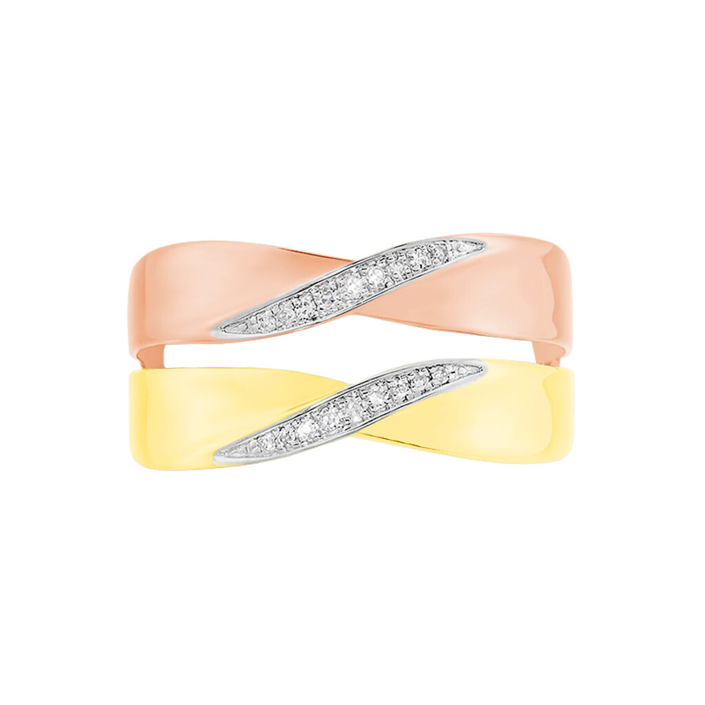 Bague Salima Or Bicolore Diamant - Bagues avec pierre Femme | Histoire d’Or
