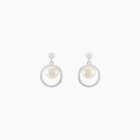 Boucles D'oreilles Pendantes Ivana Argent Blanc Perle De Culture - Boucles d'oreilles fantaisie Femme | Histoire d&rsquo;Or