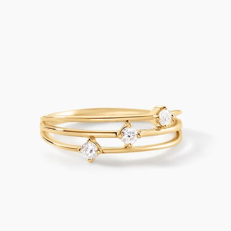 Bague Giordano Or Jaune Diamant Synth&eacute;tique - Bagues avec pierre Femme | Histoire d&rsquo;Or