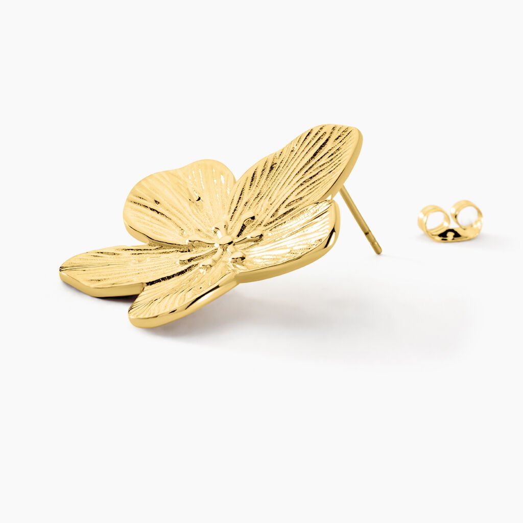 Boucles D'oreilles Puces Barbade Acier Jaune - Boucles d'oreilles fantaisie Femme | Histoire d’Or