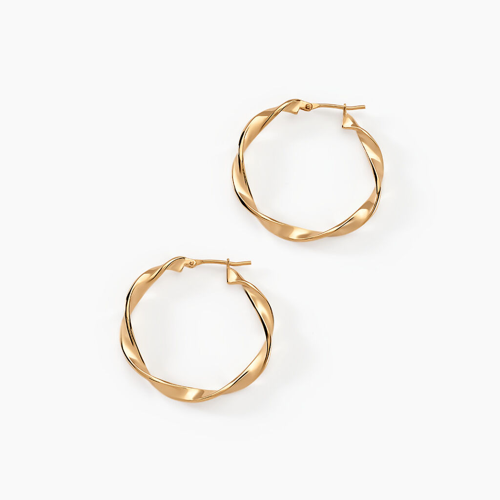 Cr&eacute;oles Lenna Torsad&eacute;e Plaqu&eacute; Or Jaune - Boucles d'oreilles cr&eacute;oles Femme | Histoire d&rsquo;Or