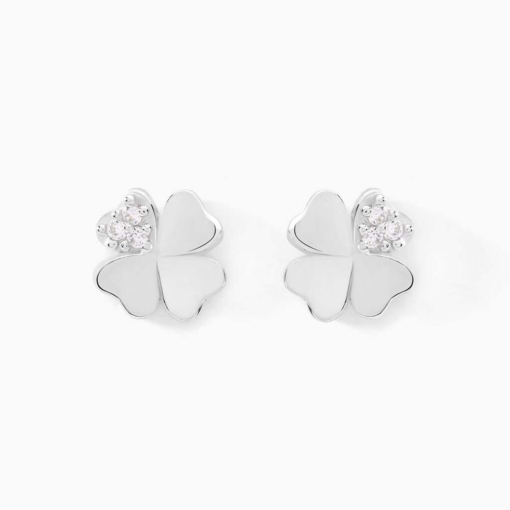 Boucles D'oreilles Puces Luce Argent Blanc Oxyde De Zirconium - Boucles d'oreilles fantaisie Femme | Histoire d’Or