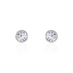 Boucles D'oreilles Puces Daria Serti Clos Or Blanc Oxyde De Zirconium - Clous d'oreilles Femme | Histoire d&rsquo;Or