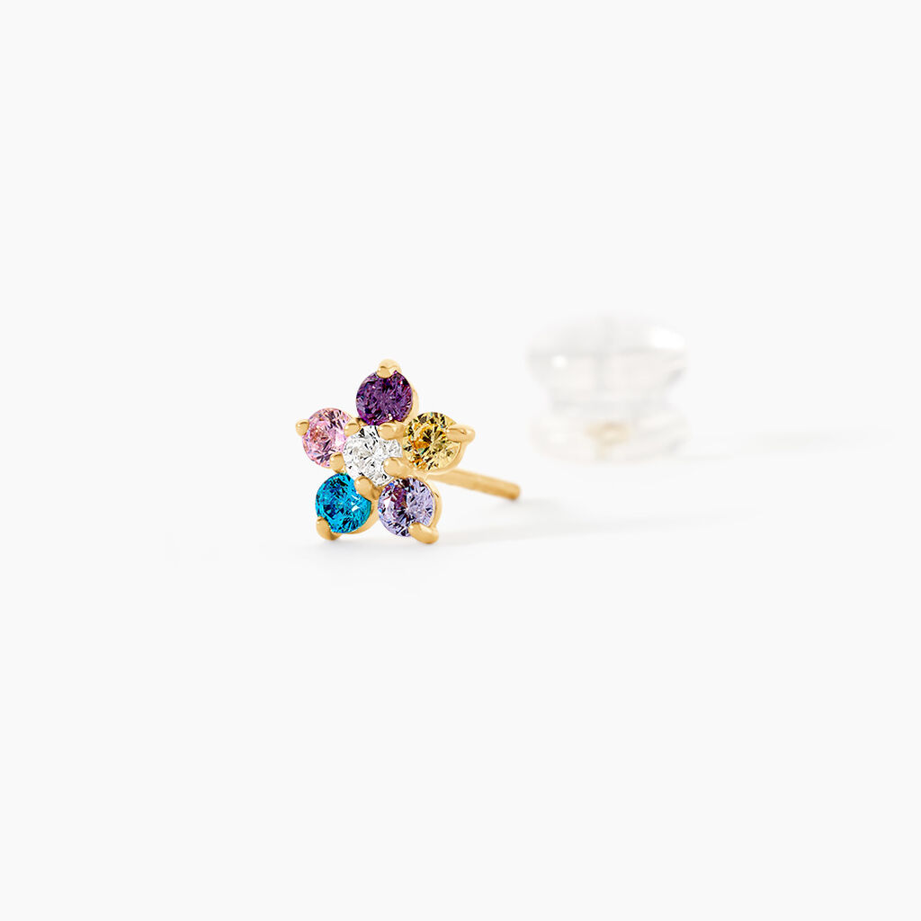 Boucles D'Oreilles Puces Elvina Or Jaune Oxyde De Zirconium - Clous d'oreilles Enfant | Histoire d&rsquo;Or